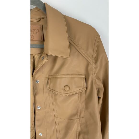 BLANK NYC Womens Brown Faux Leather Cropped Trucker Jacket Lined Size Small NWOT - Picture 5 of 10